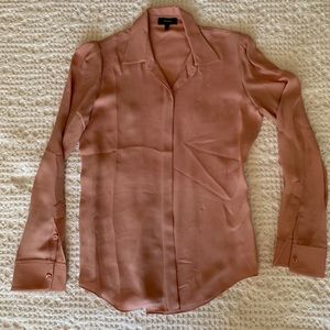 Theory Silk Blush Rose Button Down